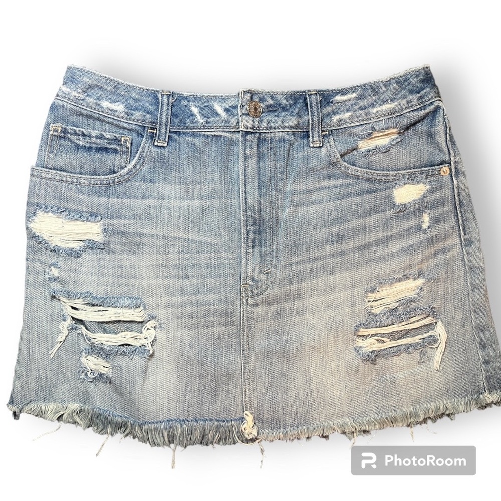 Abercrombie & Fitch distressed denim mini-skirt